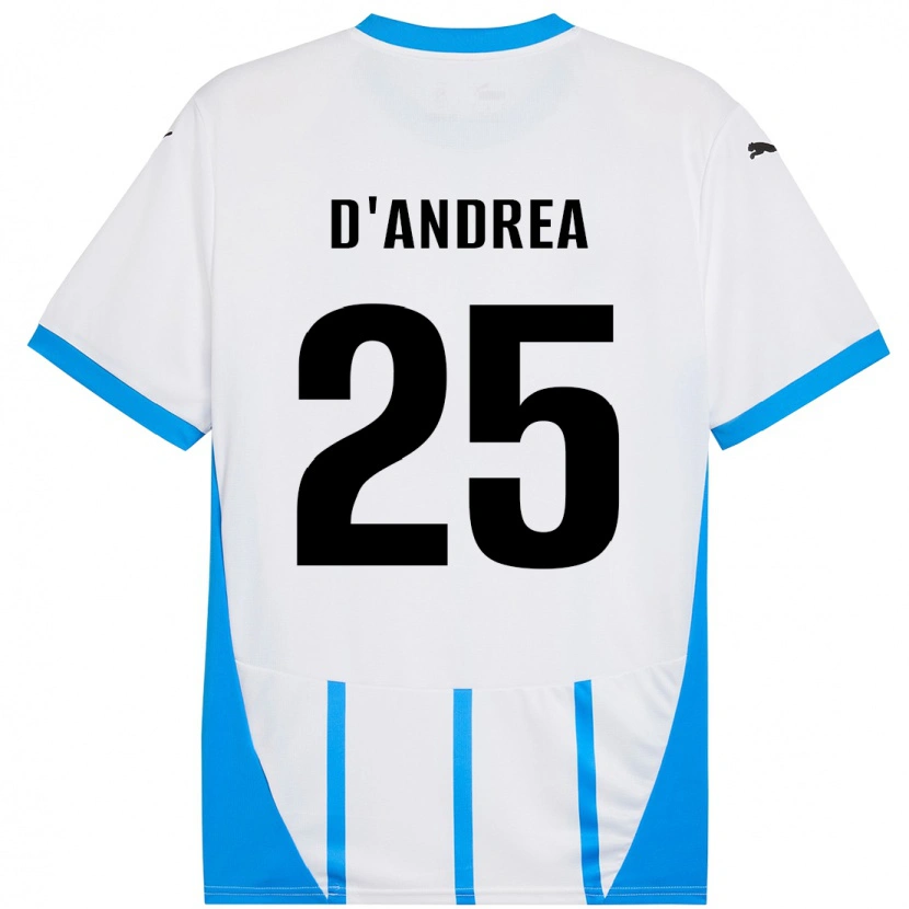 Danxen Dzieci Luca D'andrea #25 Biały Niebieski Wyjazdowa Koszulka 2024/25 Koszulki Klubowe