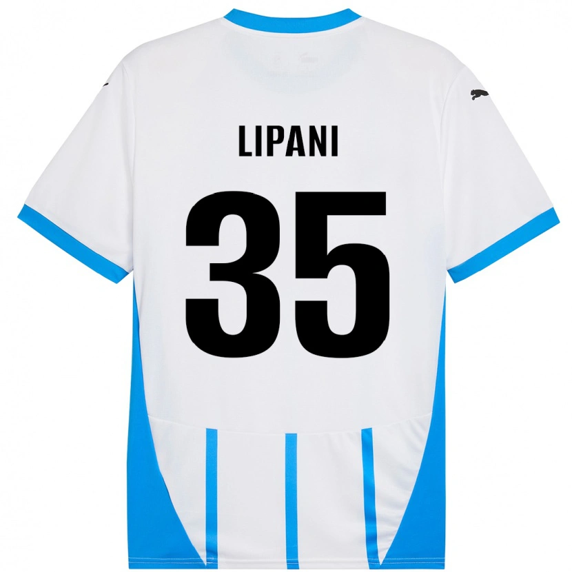 Danxen Dzieci Luca Lipani #35 Biały Niebieski Wyjazdowa Koszulka 2024/25 Koszulki Klubowe