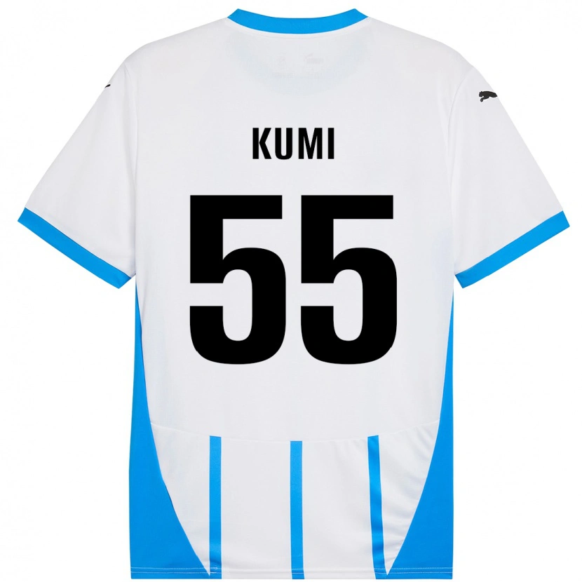 Danxen Dzieci Justin Kumi #55 Biały Niebieski Wyjazdowa Koszulka 2024/25 Koszulki Klubowe