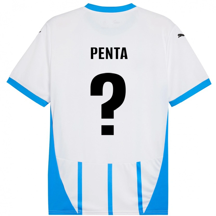 Danxen Dzieci Mattia Penta #0 Biały Niebieski Wyjazdowa Koszulka 2024/25 Koszulki Klubowe