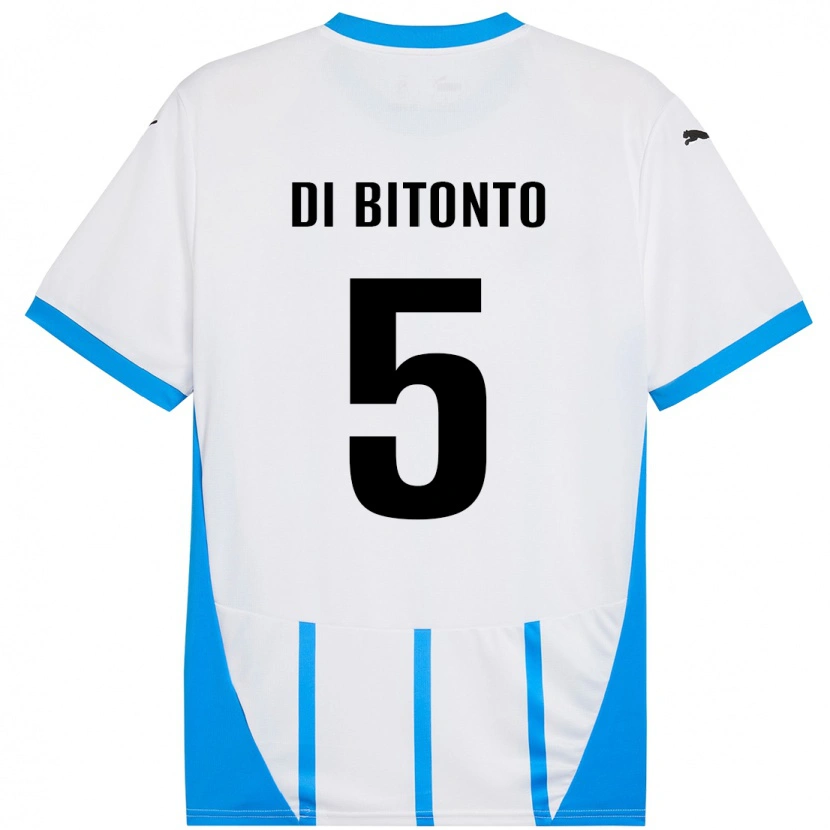 Danxen Dzieci Alessandro Di Bitonto #5 Biały Niebieski Wyjazdowa Koszulka 2024/25 Koszulki Klubowe
