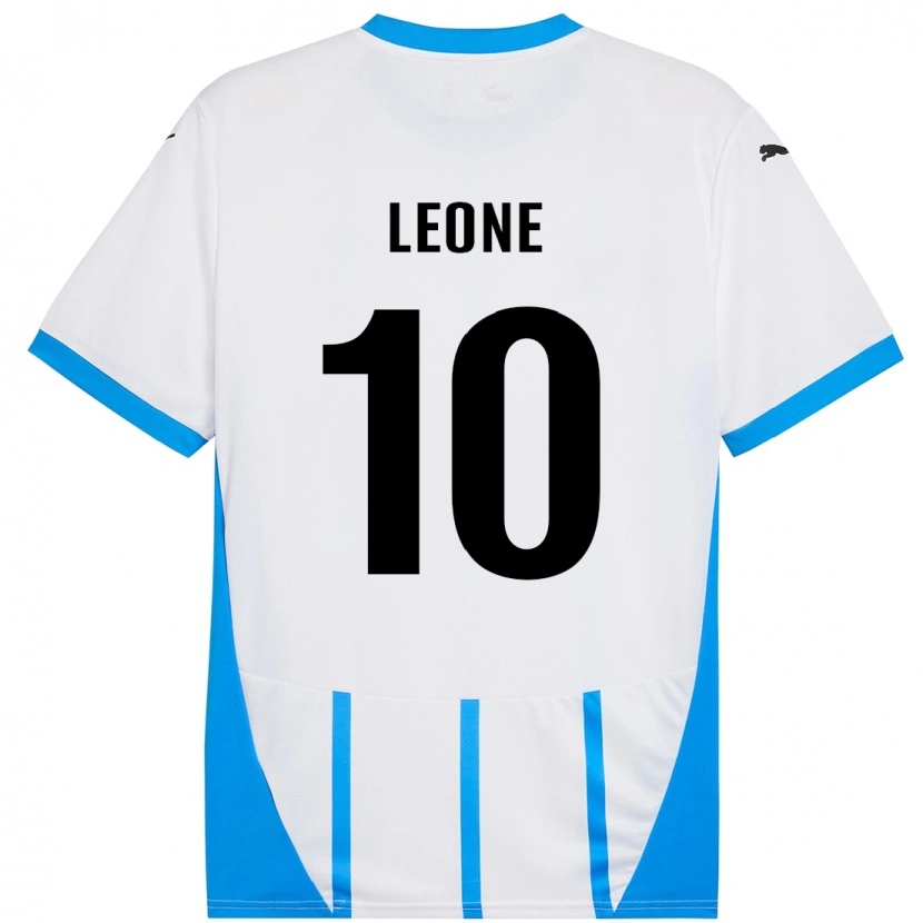 Danxen Dzieci Kevin Leone #10 Biały Niebieski Wyjazdowa Koszulka 2024/25 Koszulki Klubowe