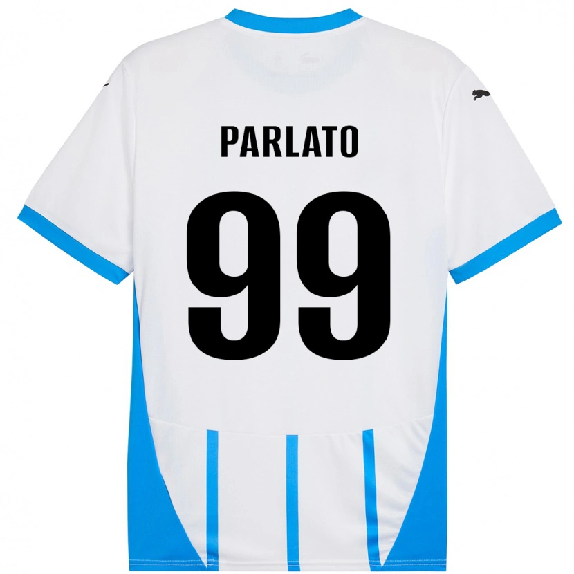 Danxen Dzieci Claudio Parlato #99 Biały Niebieski Wyjazdowa Koszulka 2024/25 Koszulki Klubowe