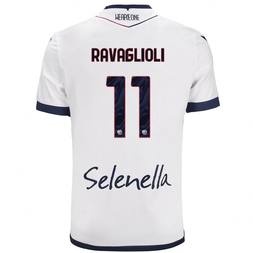 Danxen Dzieci Tommaso Ravaglioli #11 Biały Królewski Niebieski Wyjazdowa Koszulka 2024/25 Koszulki Klubowe