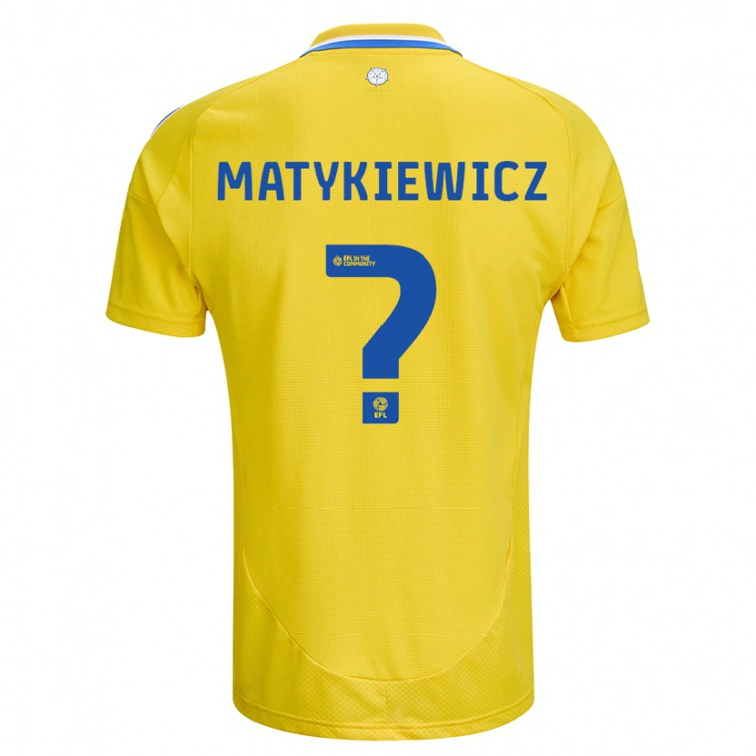 Danxen Dzieci Luke Matykiewicz #0 Żółty Niebieski Wyjazdowa Koszulka 2024/25 Koszulki Klubowe