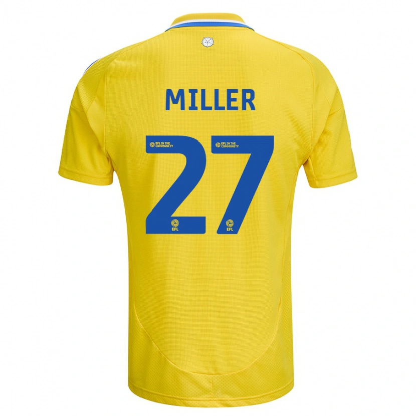 Danxen Dzieci Amari Miller #27 Żółty Niebieski Wyjazdowa Koszulka 2024/25 Koszulki Klubowe