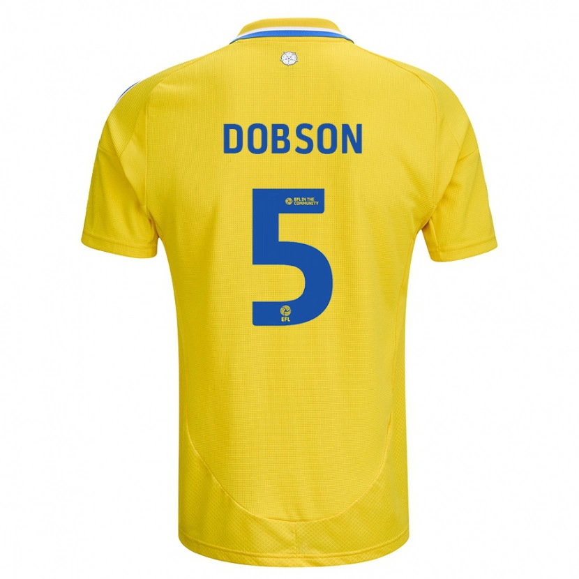 Danxen Dzieci Ellie Dobson #5 Żółty Niebieski Wyjazdowa Koszulka 2024/25 Koszulki Klubowe