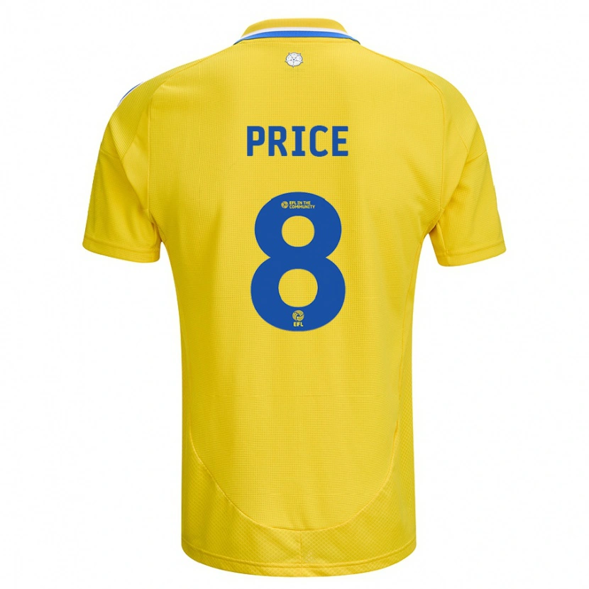 Danxen Dzieci Leoni Price #8 Żółty Niebieski Wyjazdowa Koszulka 2024/25 Koszulki Klubowe