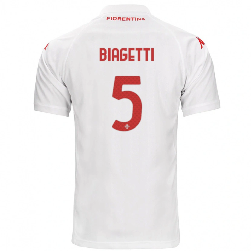 Danxen Dzieci Christian Biagetti #5 Biały Wyjazdowa Koszulka 2024/25 Koszulki Klubowe