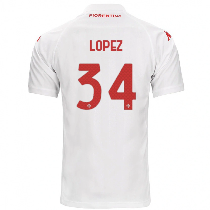 Danxen Dzieci Lucas López #34 Biały Wyjazdowa Koszulka 2024/25 Koszulki Klubowe