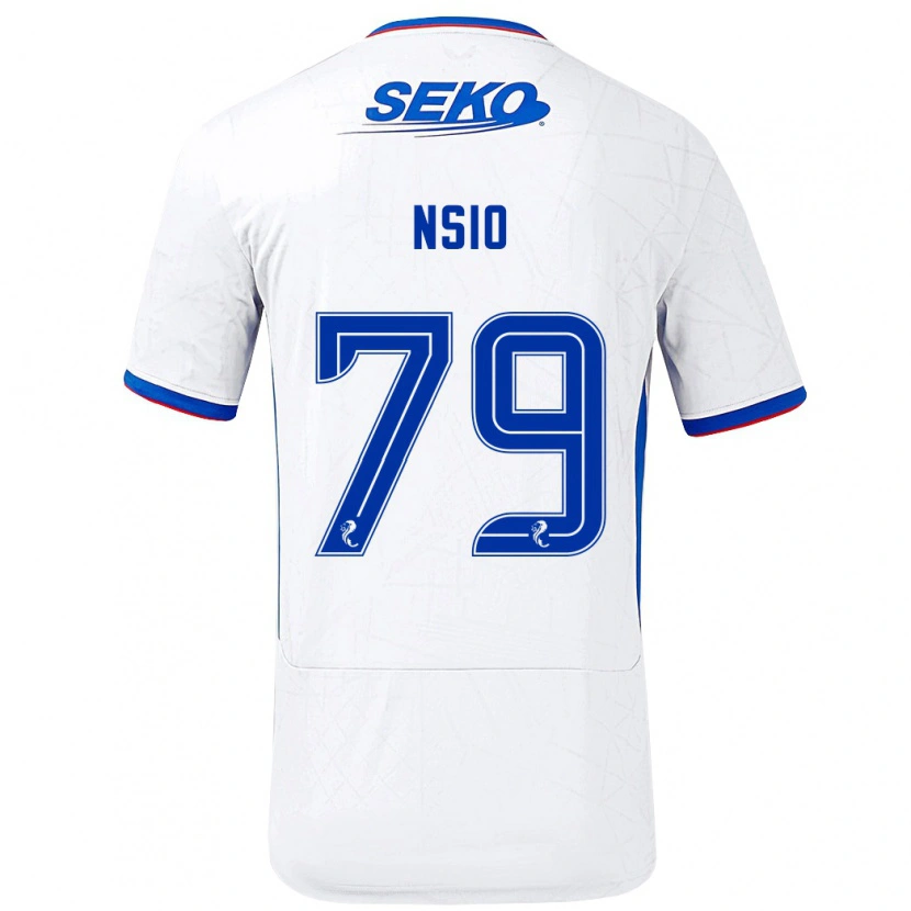 Danxen Dzieci Paul Nsio #79 Biały Niebieski Wyjazdowa Koszulka 2024/25 Koszulki Klubowe