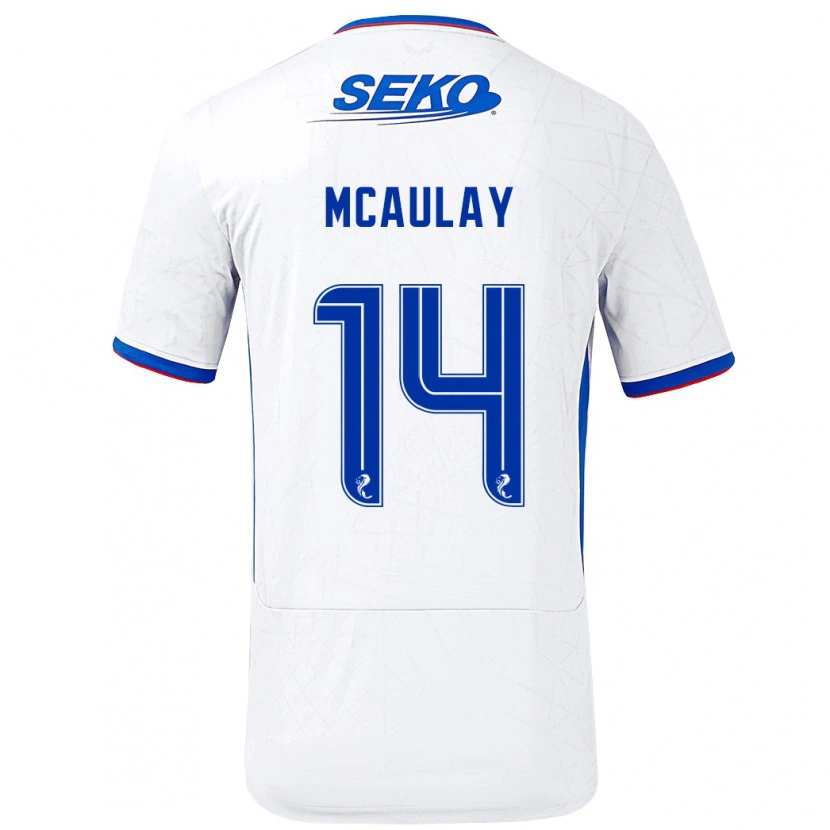 Danxen Dzieci Mia Mcaulay #14 Biały Niebieski Wyjazdowa Koszulka 2024/25 Koszulki Klubowe