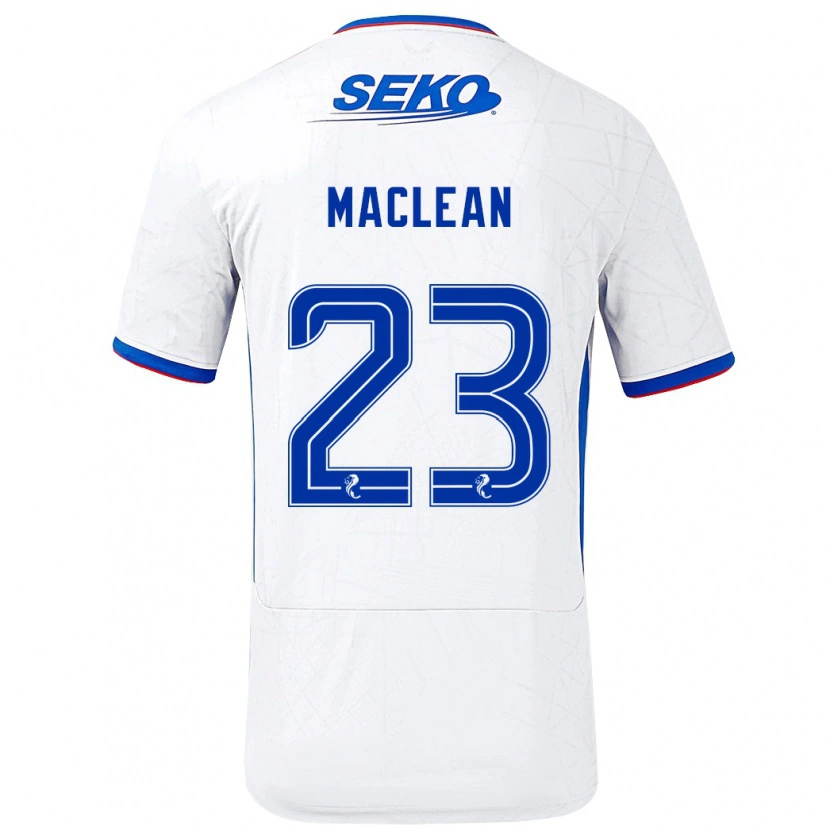 Danxen Dzieci Kirsty Maclean #23 Biały Niebieski Wyjazdowa Koszulka 2024/25 Koszulki Klubowe