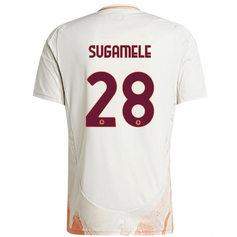 Danxen Dzieci Alessandro Sugamele #28 Kremowy Biały Pomarańczowy Wyjazdowa Koszulka 2024/25 Koszulki Klubowe