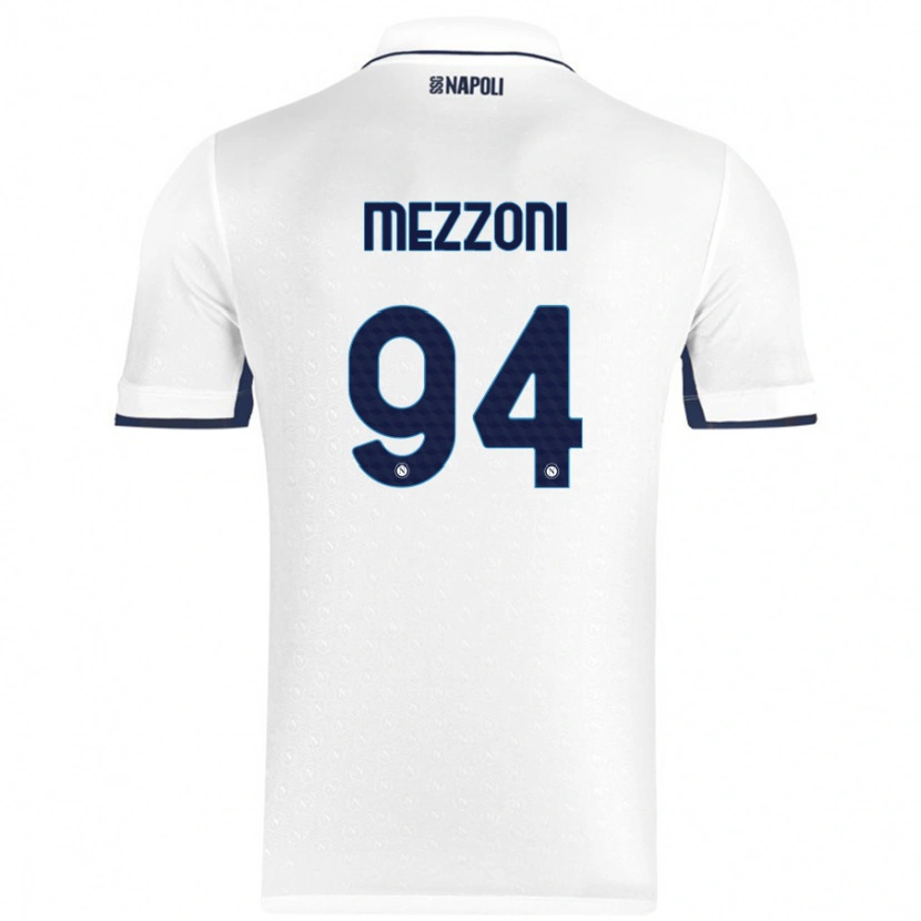 Danxen Dzieci Francesco Mezzoni #94 Biały Królewski Niebieski Wyjazdowa Koszulka 2024/25 Koszulki Klubowe