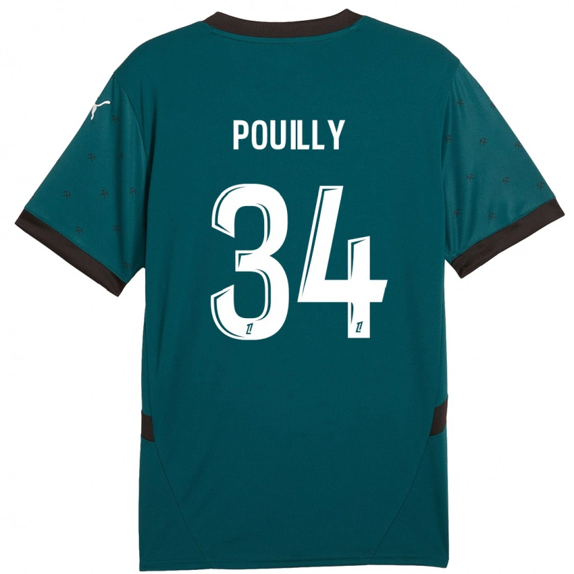 Danxen Dzieci Tom Pouilly #34 Ciemnozielony Wyjazdowa Koszulka 2024/25 Koszulki Klubowe