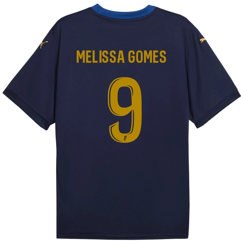 Danxen Dzieci Melissa Ferreira Gomes #9 Granatowy Złoty Wyjazdowa Koszulka 2024/25 Koszulki Klubowe