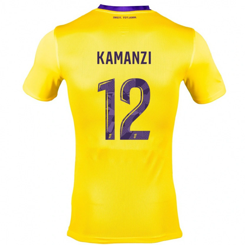 Danxen Dzieci Warren Kamanzi #12 Żółty Fioletowy Wyjazdowa Koszulka 2024/25 Koszulki Klubowe