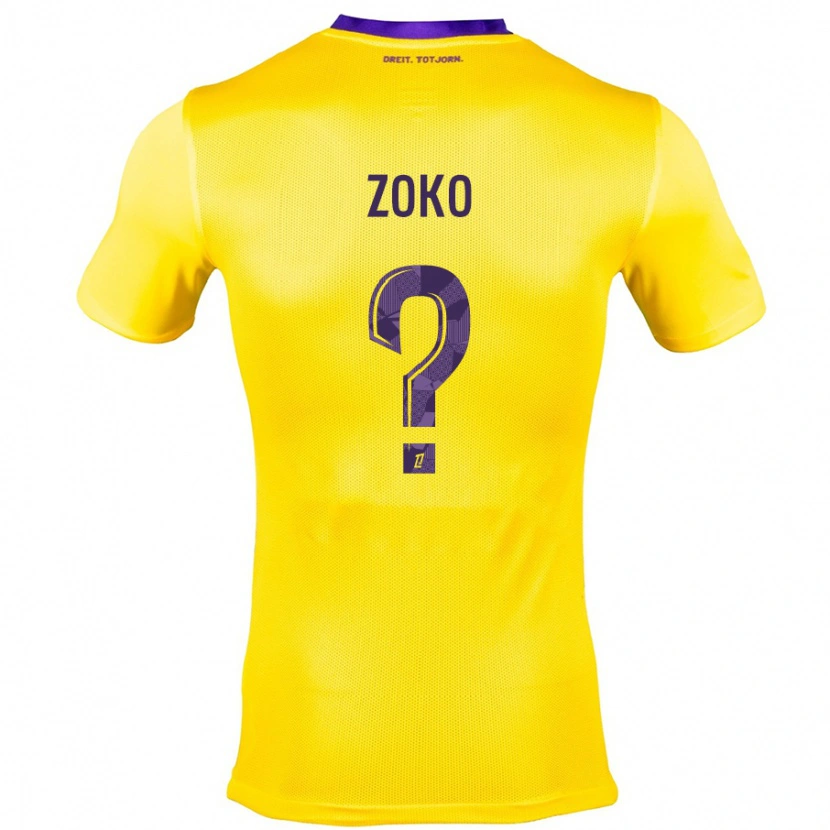 Danxen Dzieci Nathan Zoko #0 Żółty Fioletowy Wyjazdowa Koszulka 2024/25 Koszulki Klubowe