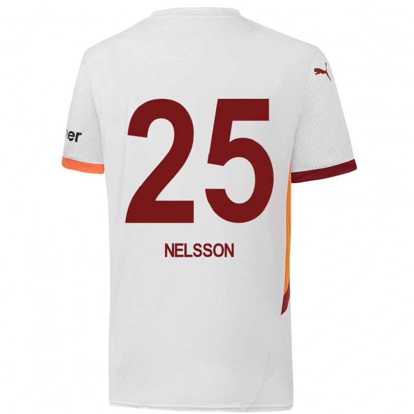 Danxen Dzieci Victor Nelsson #25 Biały Żółty Czerwony Wyjazdowa Koszulka 2024/25 Koszulki Klubowe