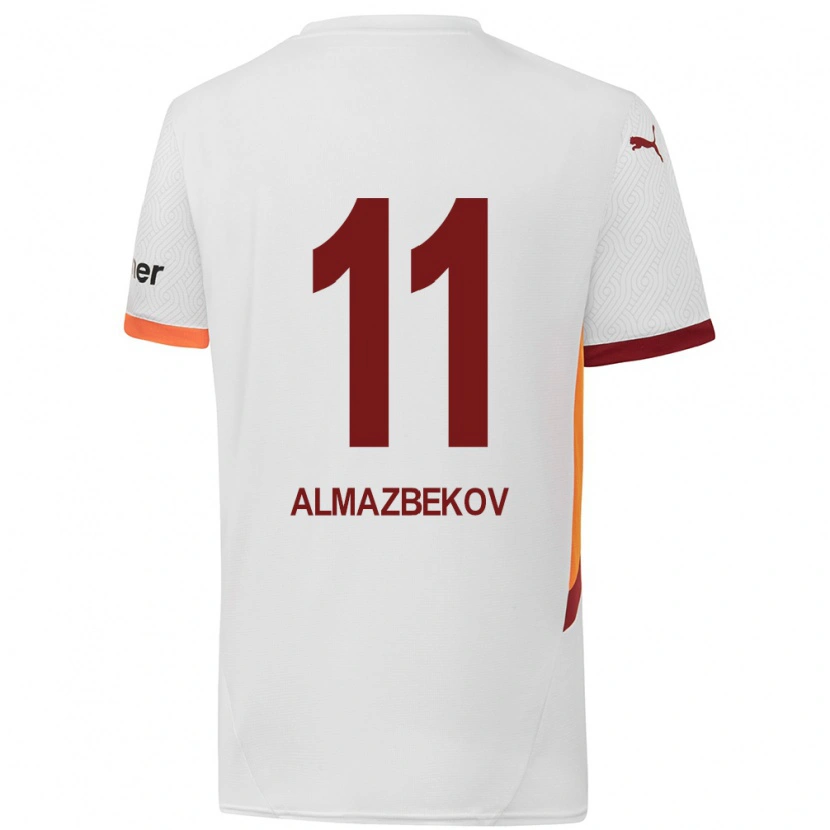 Danxen Dzieci Beknaz Almazbekov #11 Biały Żółty Czerwony Wyjazdowa Koszulka 2024/25 Koszulki Klubowe