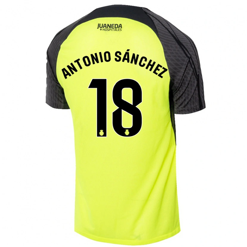 Danxen Dzieci Antonio Sánchez #18 Fluorescencyjny Zielony Czarny Wyjazdowa Koszulka 2024/25 Koszulki Klubowe