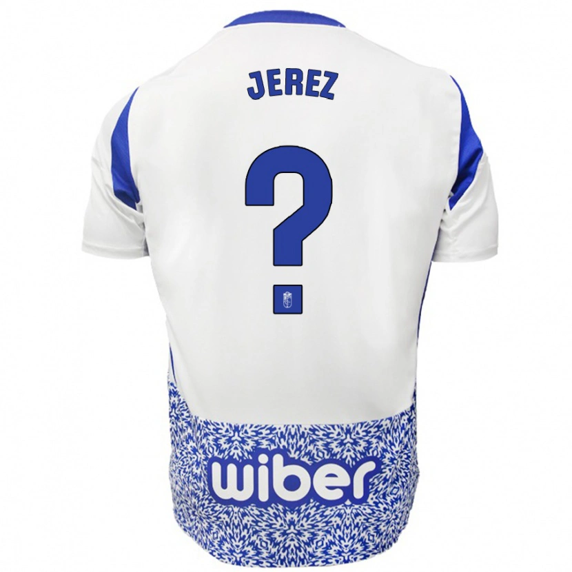 Danxen Dzieci Adrián Jerez #0 Biały Niebieski Wyjazdowa Koszulka 2024/25 Koszulki Klubowe