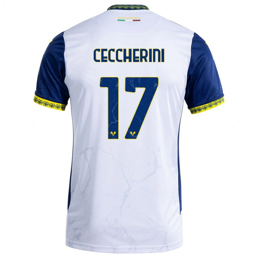 Danxen Dzieci Federico Ceccherini #17 Biały Niebieski Wyjazdowa Koszulka 2024/25 Koszulki Klubowe