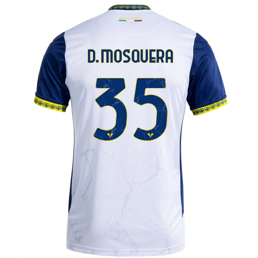 Danxen Dzieci Daniel Mosquera #35 Biały Niebieski Wyjazdowa Koszulka 2024/25 Koszulki Klubowe