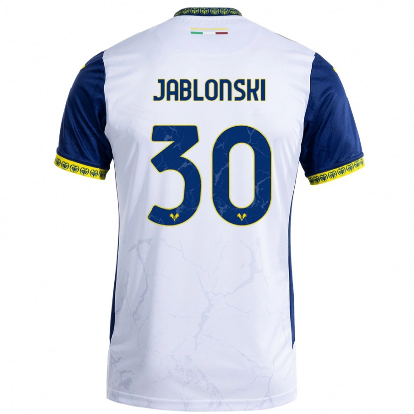 Danxen Dzieci Darvin Jablonski #30 Biały Niebieski Wyjazdowa Koszulka 2024/25 Koszulki Klubowe