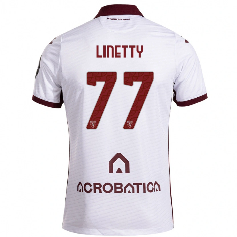 Danxen Dzieci Karol Linetty #77 Biały Kasztanowy Wyjazdowa Koszulka 2024/25 Koszulki Klubowe