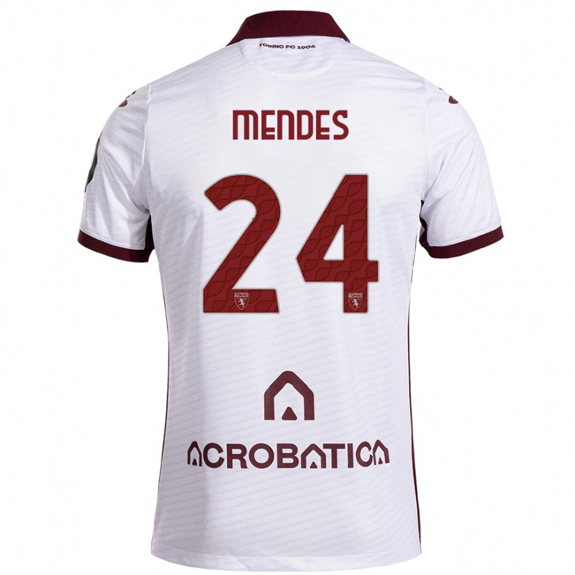 Danxen Dzieci Rodrigo Mendes #24 Biały Kasztanowy Wyjazdowa Koszulka 2024/25 Koszulki Klubowe
