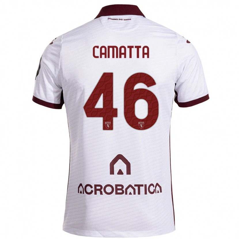 Danxen Dzieci Alessandro Camatta #46 Biały Kasztanowy Wyjazdowa Koszulka 2024/25 Koszulki Klubowe