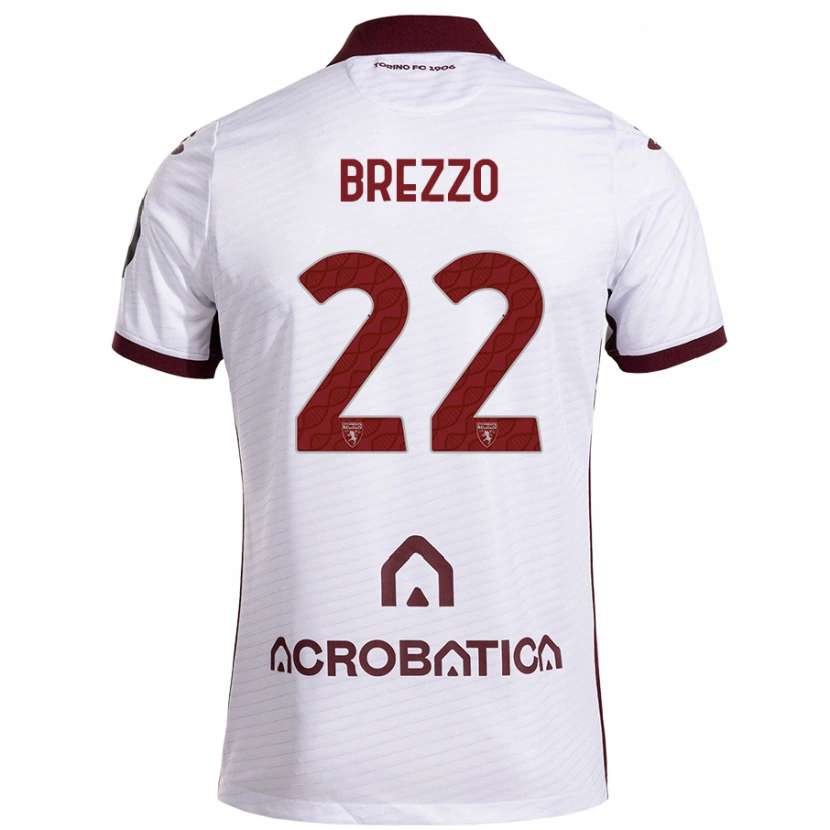 Danxen Dzieci Matteo Brezzo #22 Biały Kasztanowy Wyjazdowa Koszulka 2024/25 Koszulki Klubowe