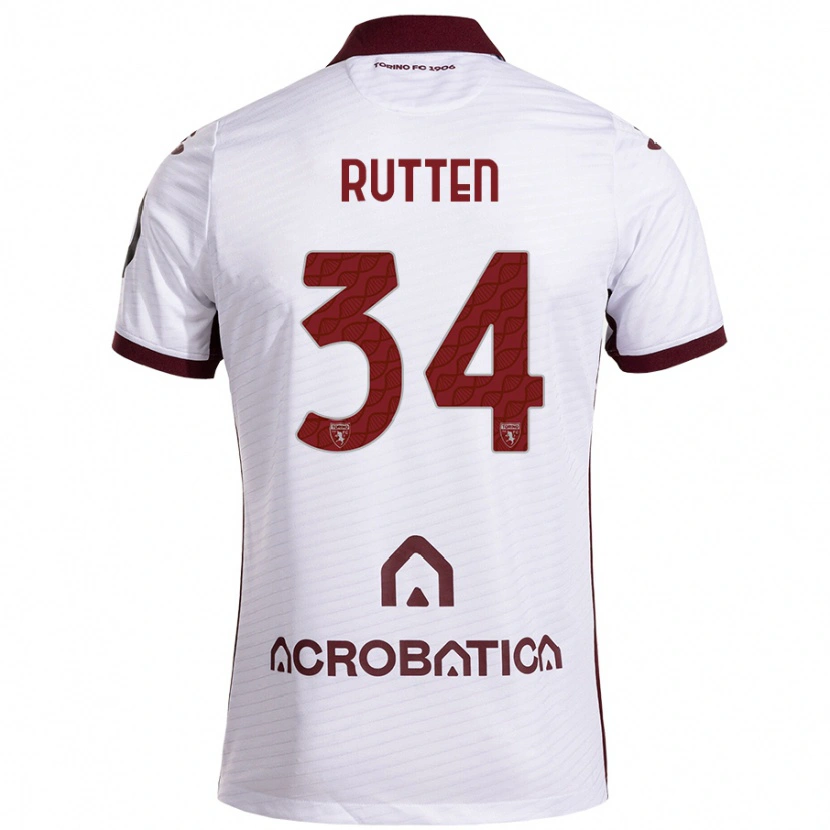 Danxen Dzieci Jill Rutten #34 Biały Kasztanowy Wyjazdowa Koszulka 2024/25 Koszulki Klubowe