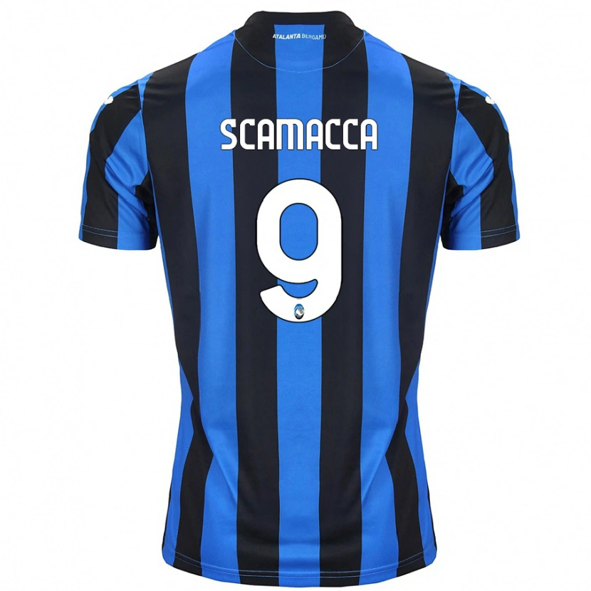 Danxen Męski Gianluca Scamacca #9 Niebiesko-Czarny Domowa Koszulka 2024/25 Koszulki Klubowe