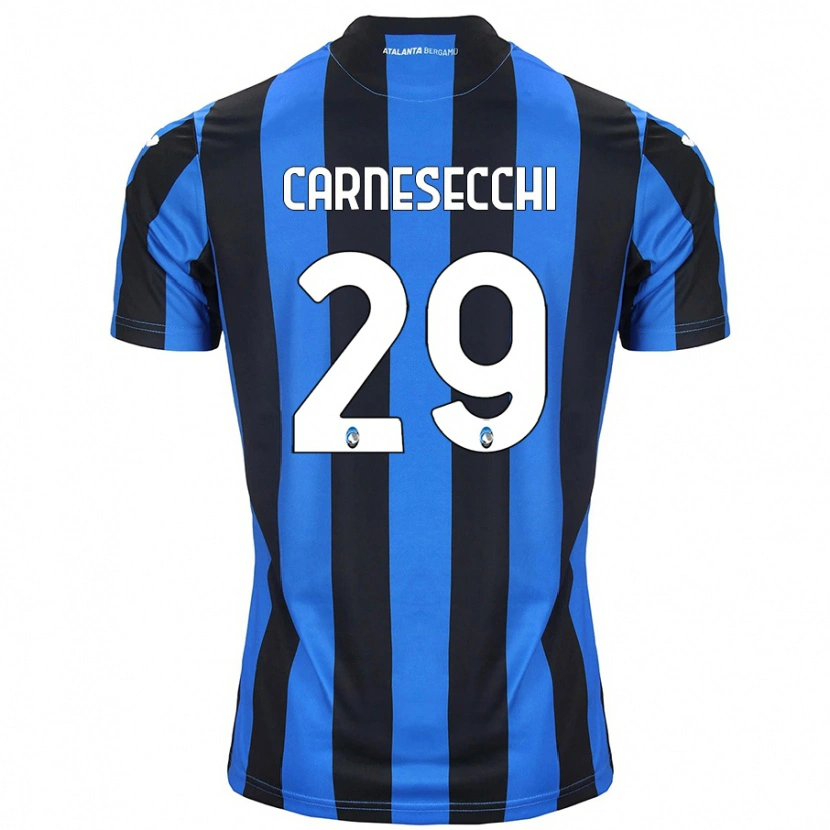 Danxen Męski Marco Carnesecchi #29 Niebiesko-Czarny Domowa Koszulka 2024/25 Koszulki Klubowe
