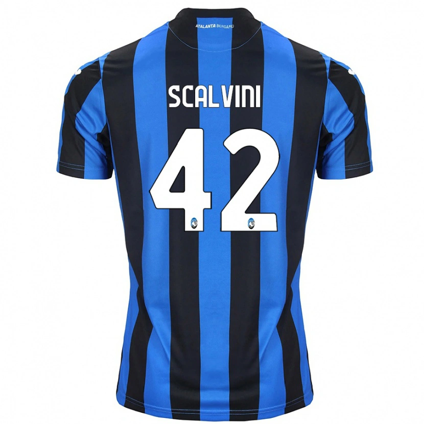 Danxen Męski Giorgio Scalvini #42 Niebiesko-Czarny Domowa Koszulka 2024/25 Koszulki Klubowe