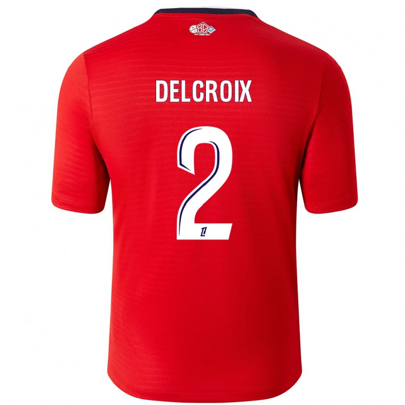 Danxen Męski Céleste Delcroix #2 Czerwony Biały Domowa Koszulka 2024/25 Koszulki Klubowe