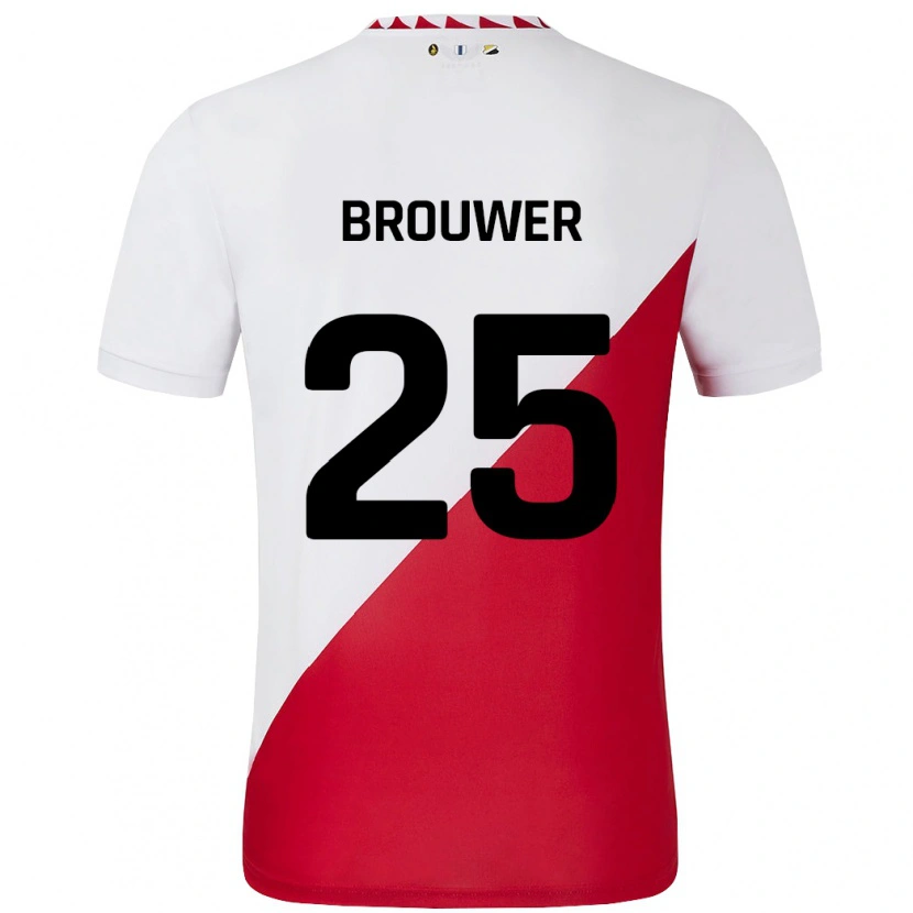 Danxen Męski Michael Brouwer #25 Biało-Czerwony Domowa Koszulka 2024/25 Koszulki Klubowe