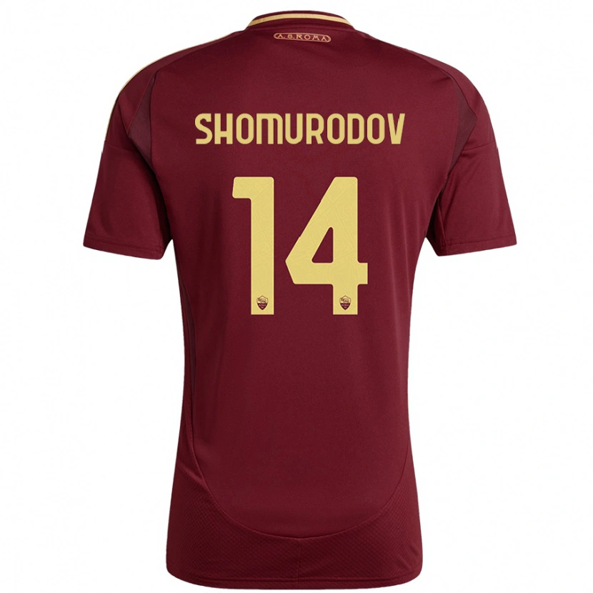 Danxen Męski Eldor Shomurodov #14 Czerwony Brązowy Złoty Domowa Koszulka 2024/25 Koszulki Klubowe