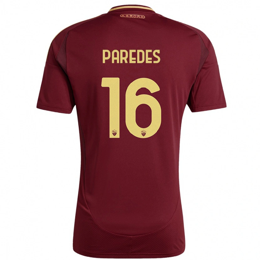 Danxen Męski Leandro Paredes #16 Czerwony Brązowy Złoty Domowa Koszulka 2024/25 Koszulki Klubowe