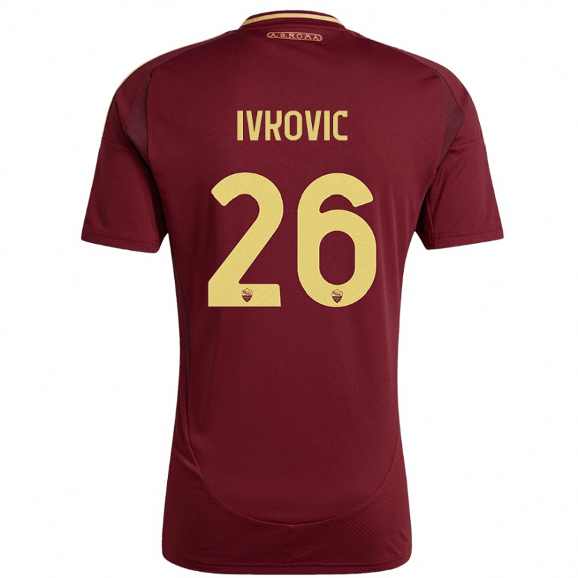 Danxen Męski Mate Ivkovic #26 Czerwony Brązowy Złoty Domowa Koszulka 2024/25 Koszulki Klubowe
