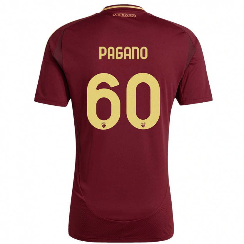 Danxen Męski Riccardo Pagano #60 Czerwony Brązowy Złoty Domowa Koszulka 2024/25 Koszulki Klubowe