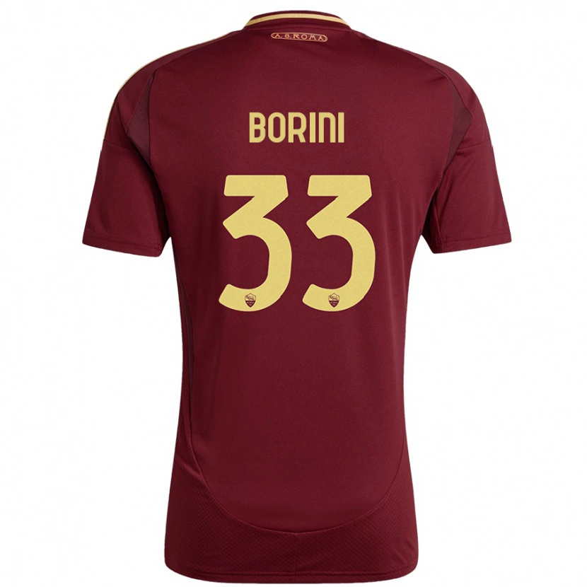 Danxen Męski Joyce Borini #33 Czerwony Brązowy Złoty Domowa Koszulka 2024/25 Koszulki Klubowe