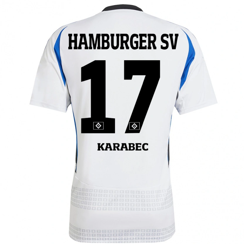 Danxen Męski Adam Karabec #17 Biały Niebieski Domowa Koszulka 2024/25 Koszulki Klubowe