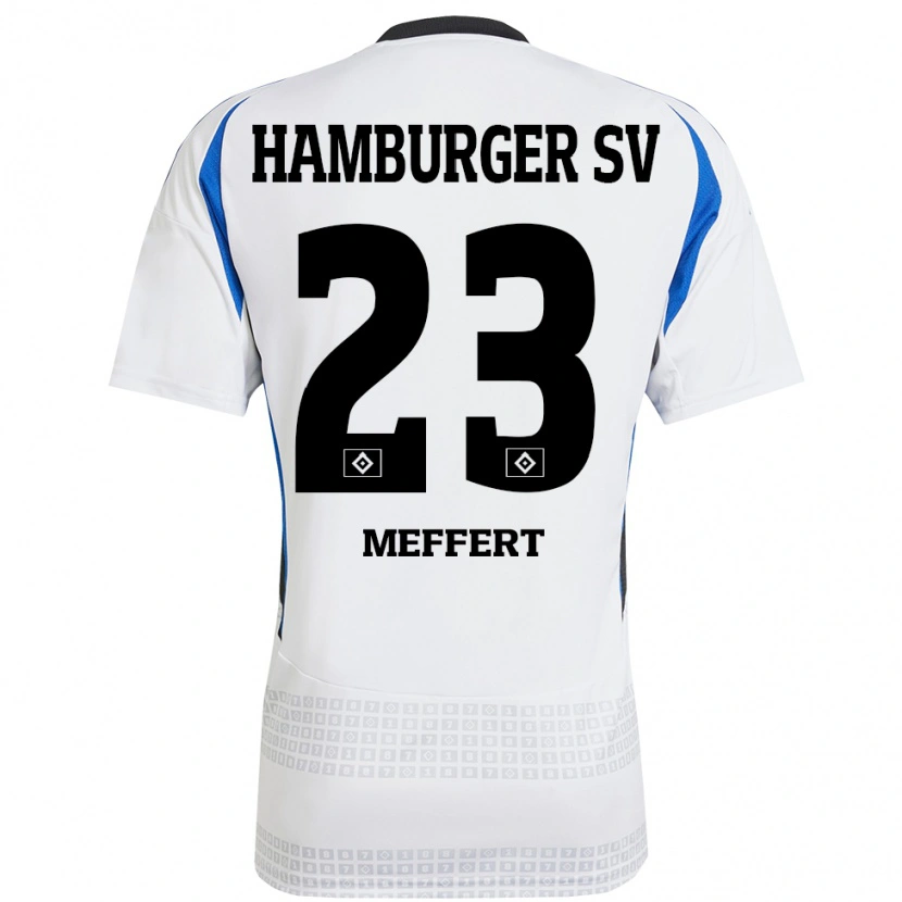 Danxen Męski Jonas Meffert #23 Biały Niebieski Domowa Koszulka 2024/25 Koszulki Klubowe