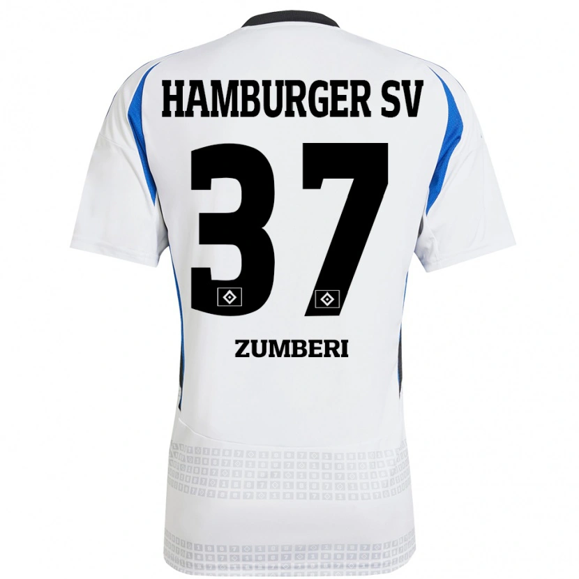 Danxen Męski Valon Zumberi #37 Biały Niebieski Domowa Koszulka 2024/25 Koszulki Klubowe