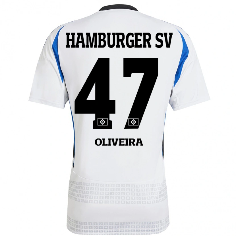 Danxen Męski Nicolas Oliveira #47 Biały Niebieski Domowa Koszulka 2024/25 Koszulki Klubowe
