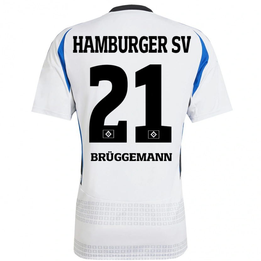 Danxen Męski William Brüggemann #21 Biały Niebieski Domowa Koszulka 2024/25 Koszulki Klubowe